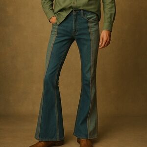 Vtg 1970’s Lee The Gemini Two-Tone Flare Reversible Flare Jeans Size 24